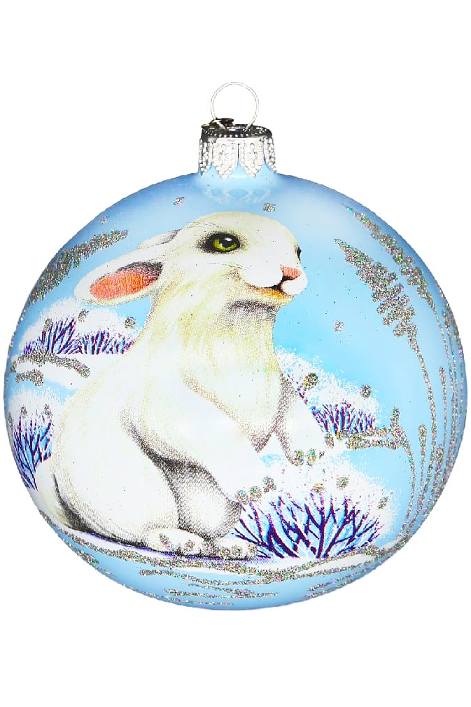 Елочный шар Белый кролик  КУ-100-224125